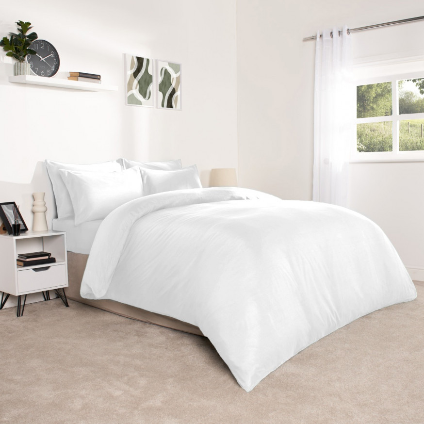 Brentfords Plain Duvet Cover Set White