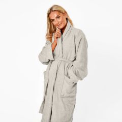 Brentfords Luxury 100% Cotton Dressing Gown - Silver Grey