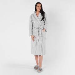 Brentfords Waffle Fleece Dressing Gown, One Size - Silver