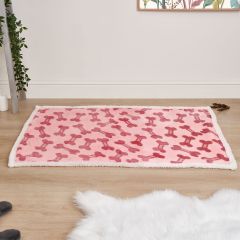 OHS Bone Print Sherpa Pet Blanket, Blush - 75 x 110cm