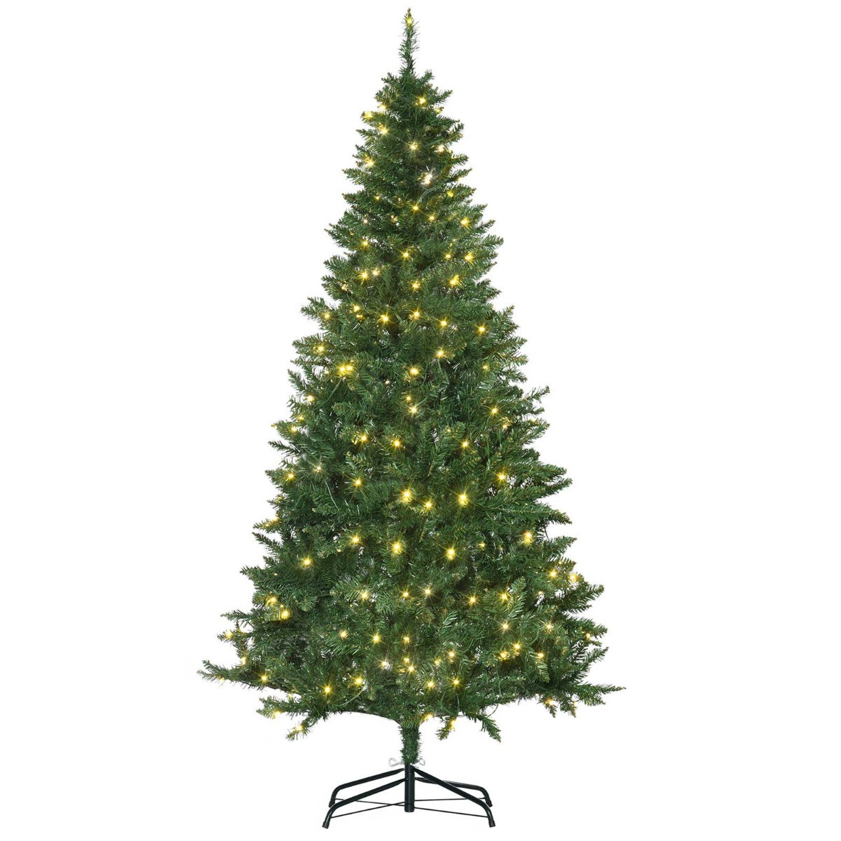 OHS Pre-Lit Artificial Christmas Tree With Warm White LED Lights, Green - 6ft>