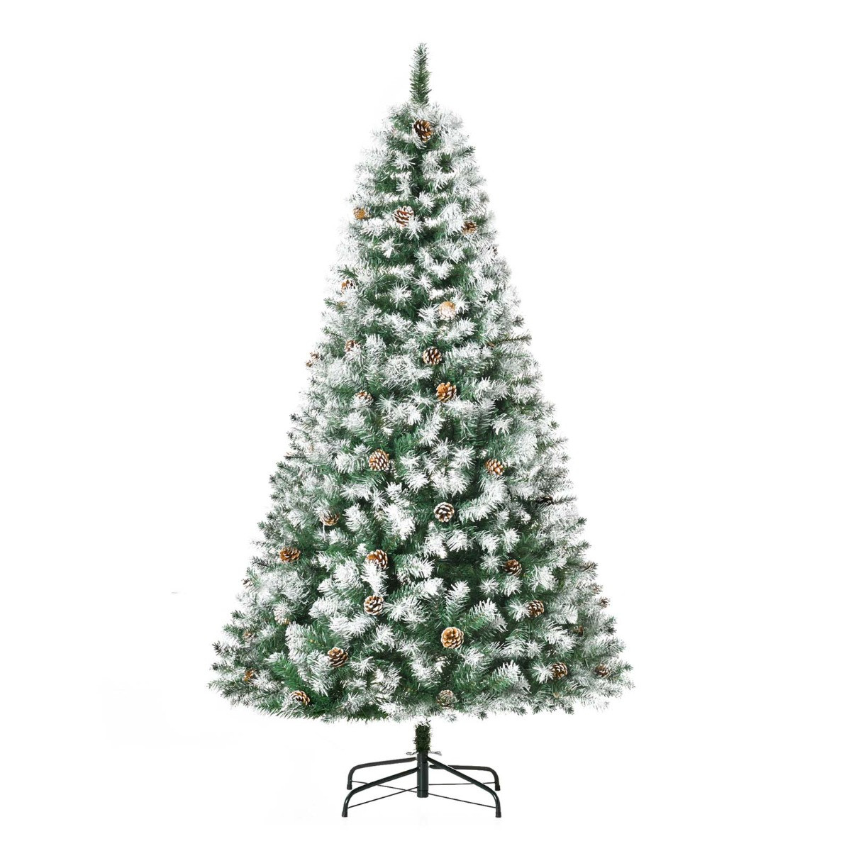 OHS Artificial Frosted Tips Christmas Tree With Pine Cones, Green - 6ft>