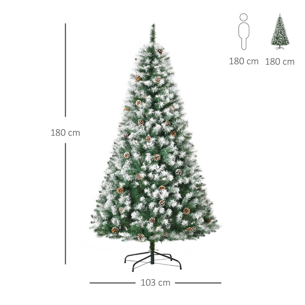 OHS Artificial Frosted Tips Christmas Tree With Pine Cones, Green - 6ft>