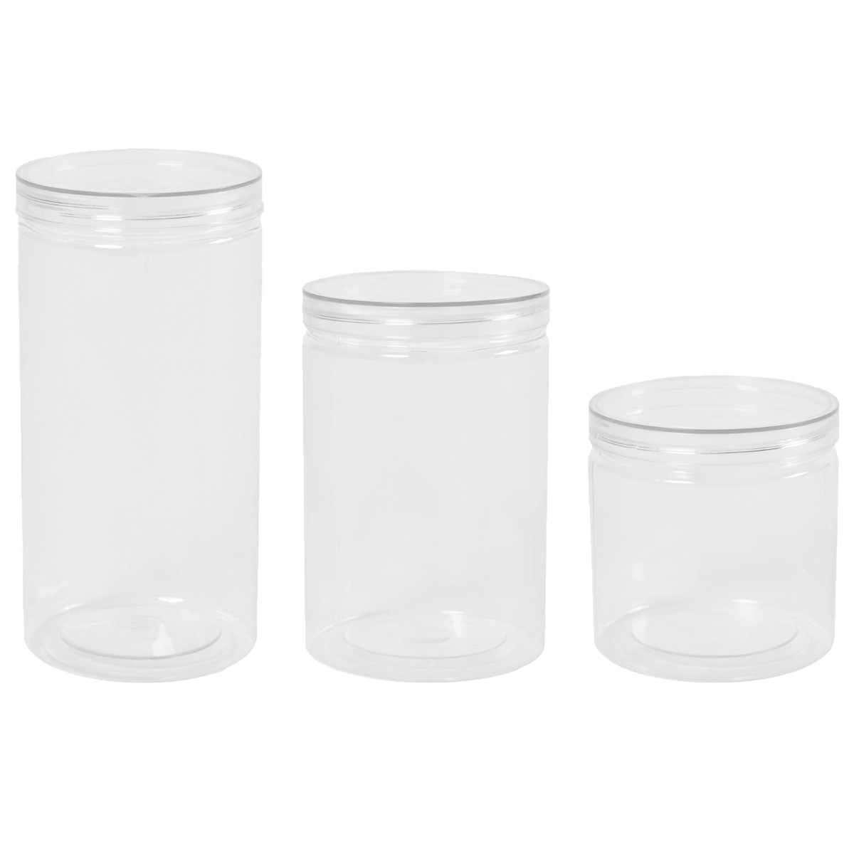 OHS Round Plastic Food Storage Jar, Clear - 3 Pack>