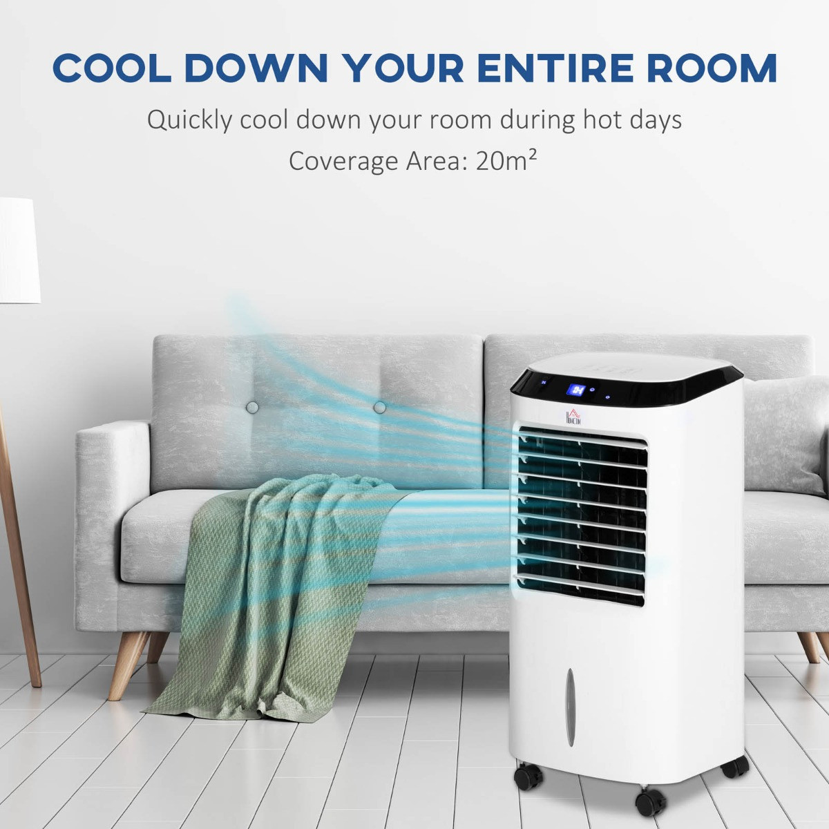 Homcom Portable Air Cooler Conditioner - White>