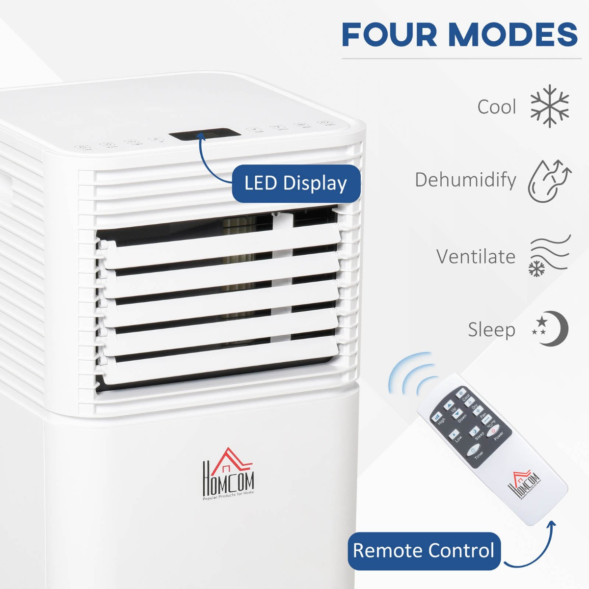 Homcom 4-In-1 Portable Air Conditioner Unit , White - 10,000 BTU>