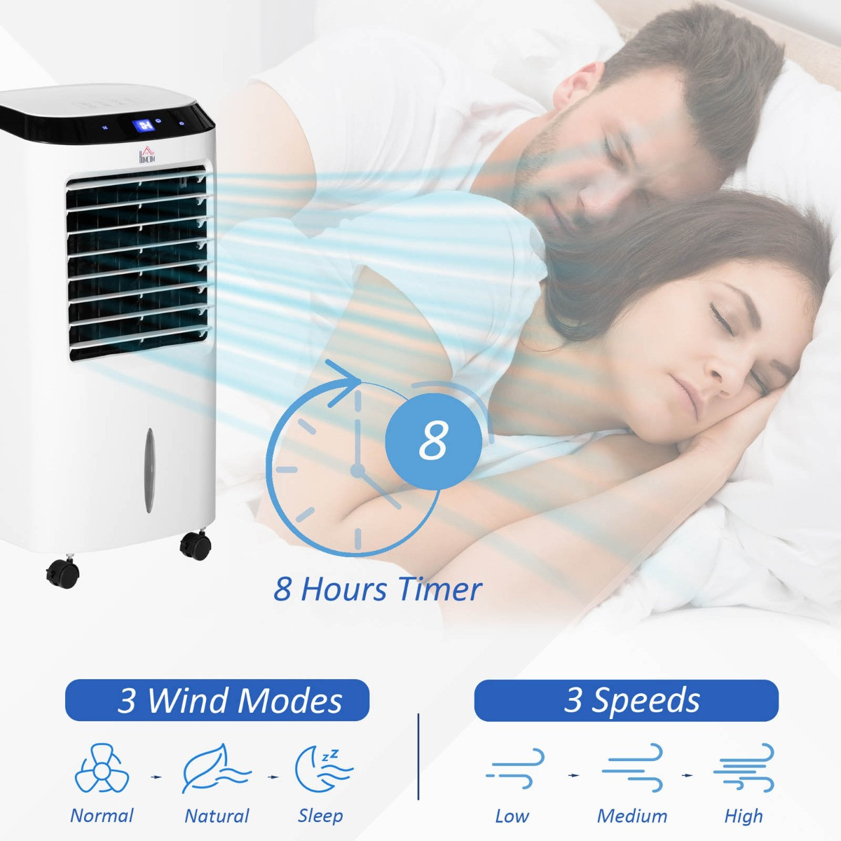 Homcom Portable Air Cooler Conditioner - White>