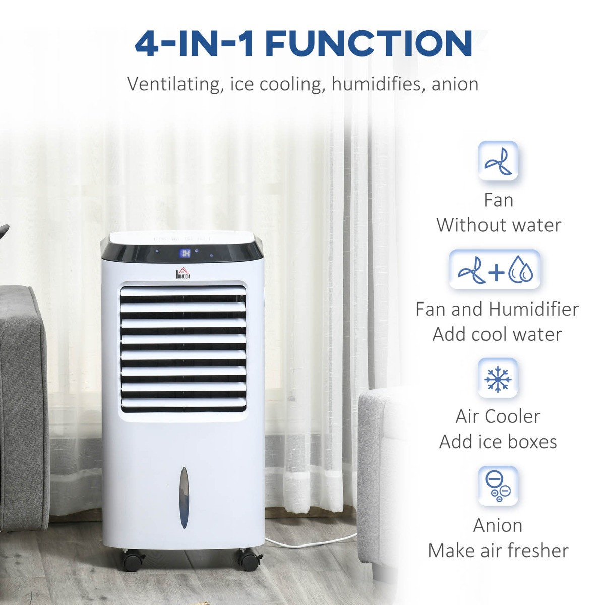 Homcom Portable Air Cooler Conditioner - White