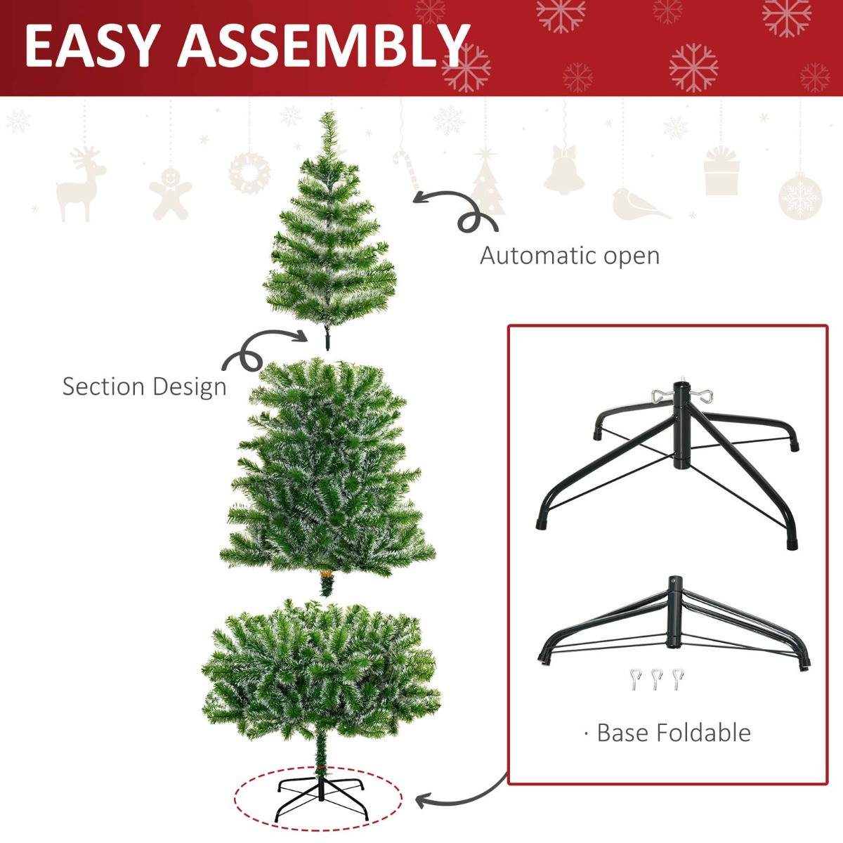 OHS Artificial Christmas Tree, Green - 7ft>