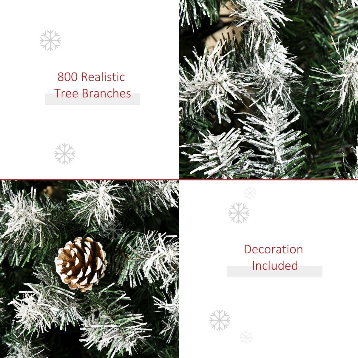 OHS Artificial Frosted Tips Christmas Tree With Pine Cones, Green - 6ft>