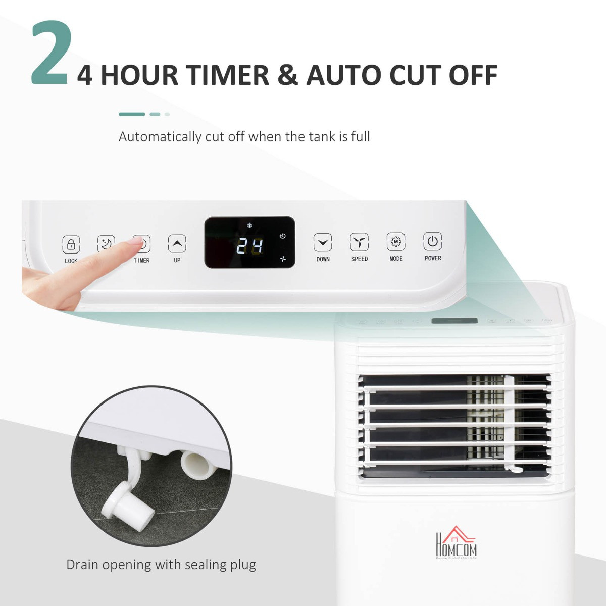 Homcom 4-In-1 Portable Air Conditioner Unit, White - 9000 BTU>