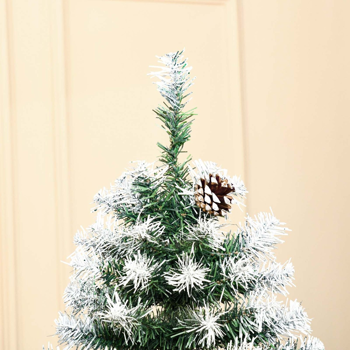 OHS Artificial Frosted Tips Christmas Tree With Pine Cones, Green - 6ft>