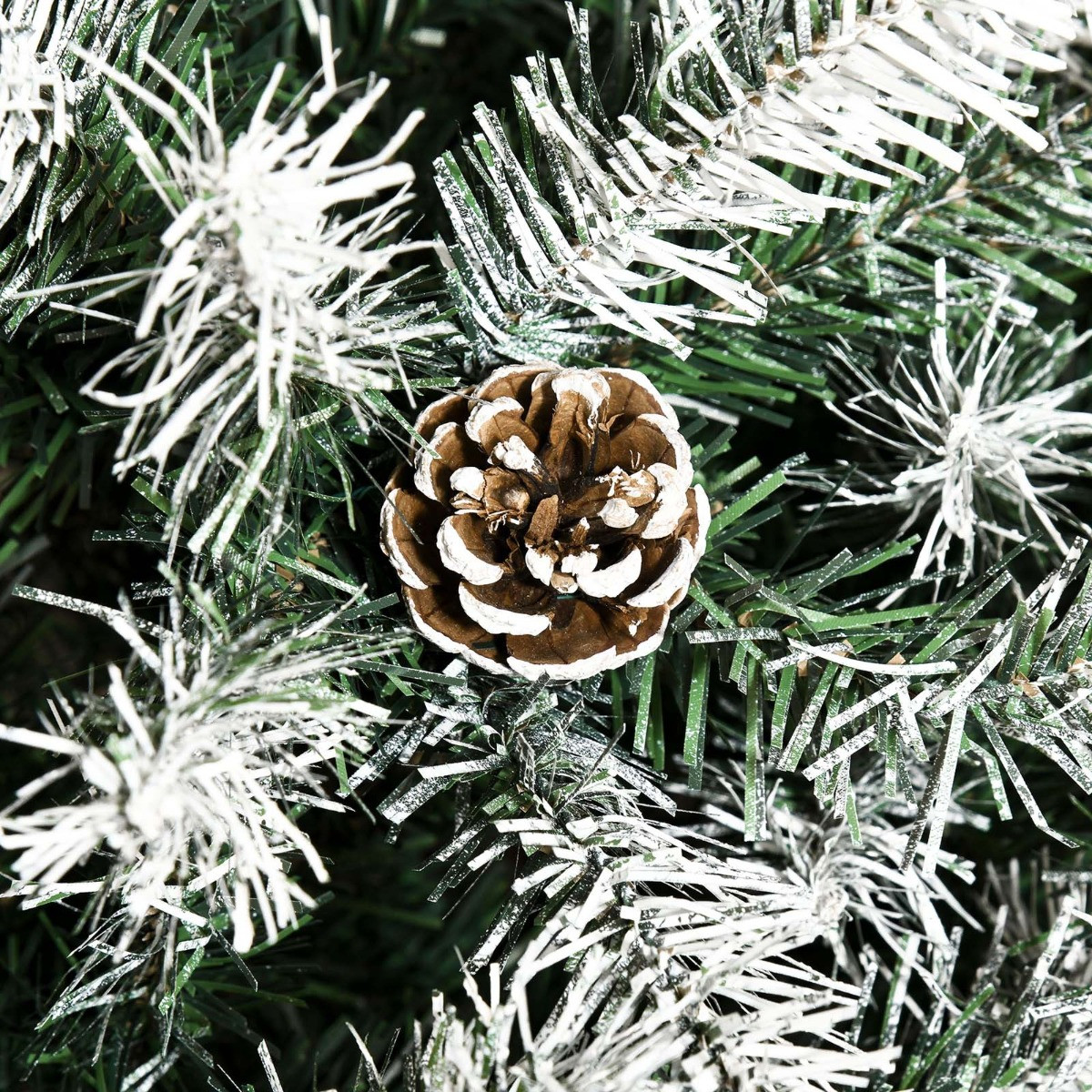 OHS Artificial Frosted Tips Christmas Tree With Pine Cones, Green - 6ft>