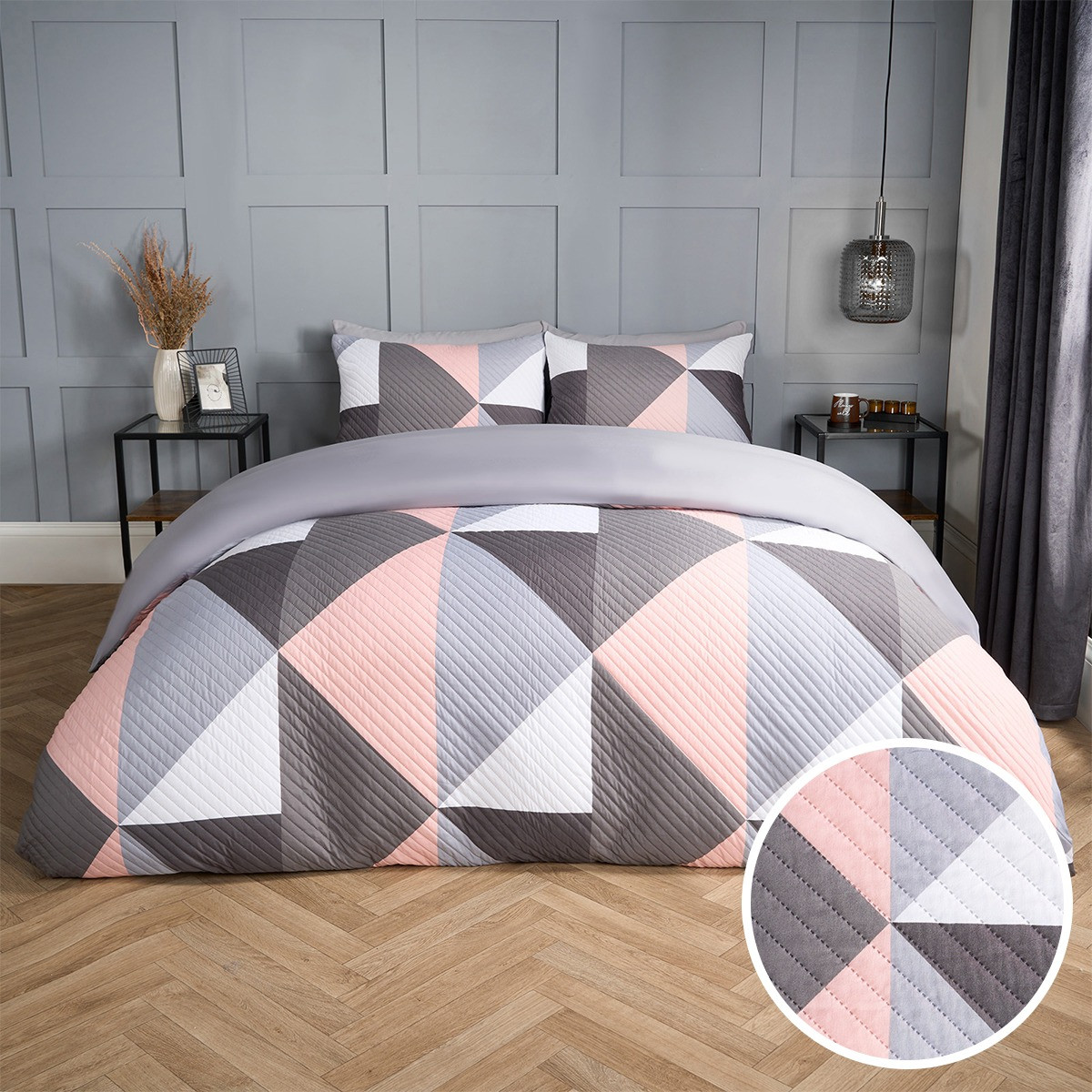 OHS Ralph Geometric Pinsonic Duvet Set - Blush >