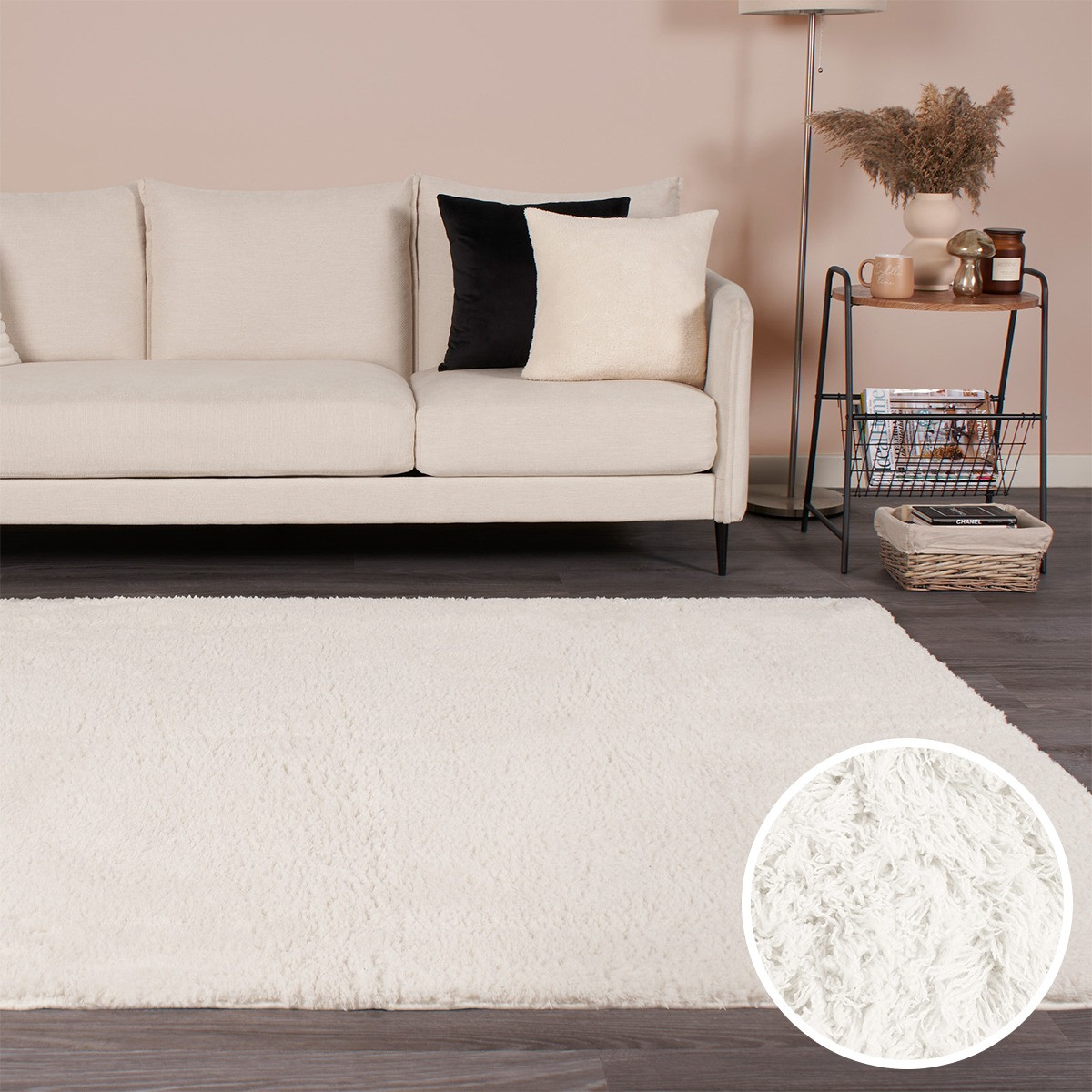 OHS Cosy Shaggy Rug - Cream>