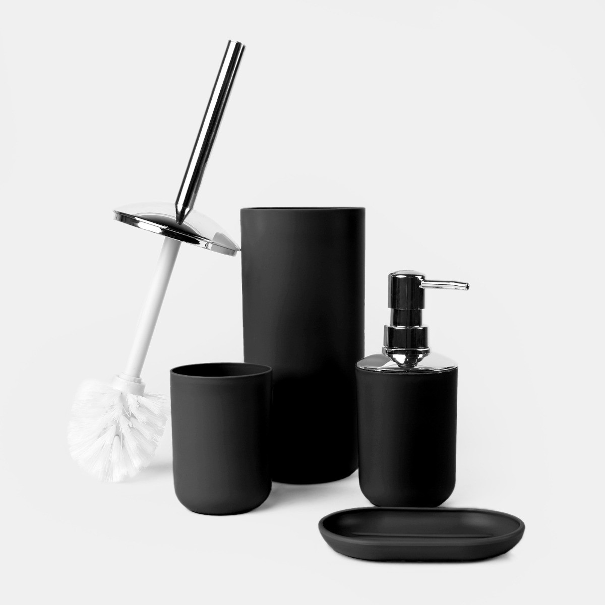 OHS 4 Piece Bathroom Accessories Set - Black>