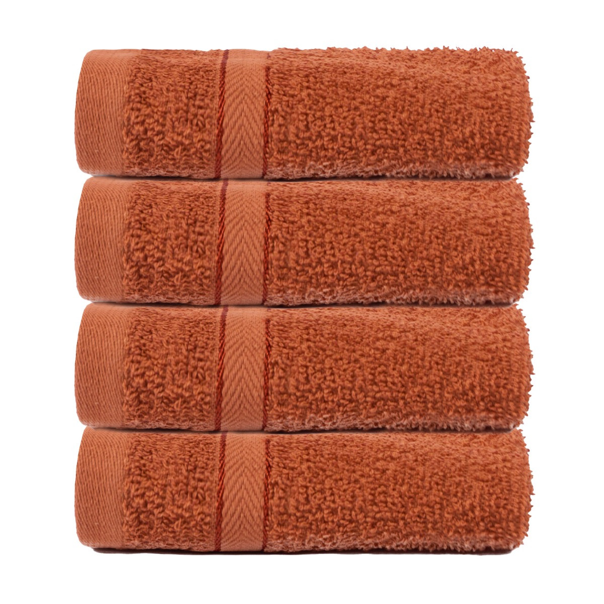 Brentfords 100% Cotton 4 Pack Face Cloths - Burnt Orange>