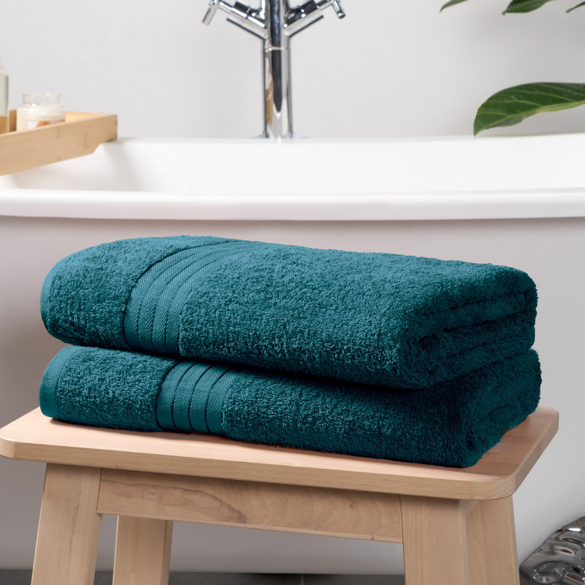 Brentfords 100% Cotton 2 Jumbo Bath Sheets - Dark Teal>