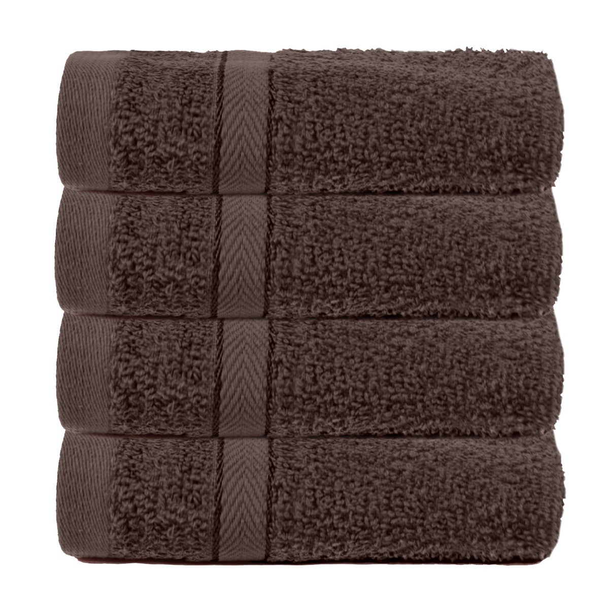 Brentfords 100% Cotton 4 Pack Face Cloths - Chocolate>