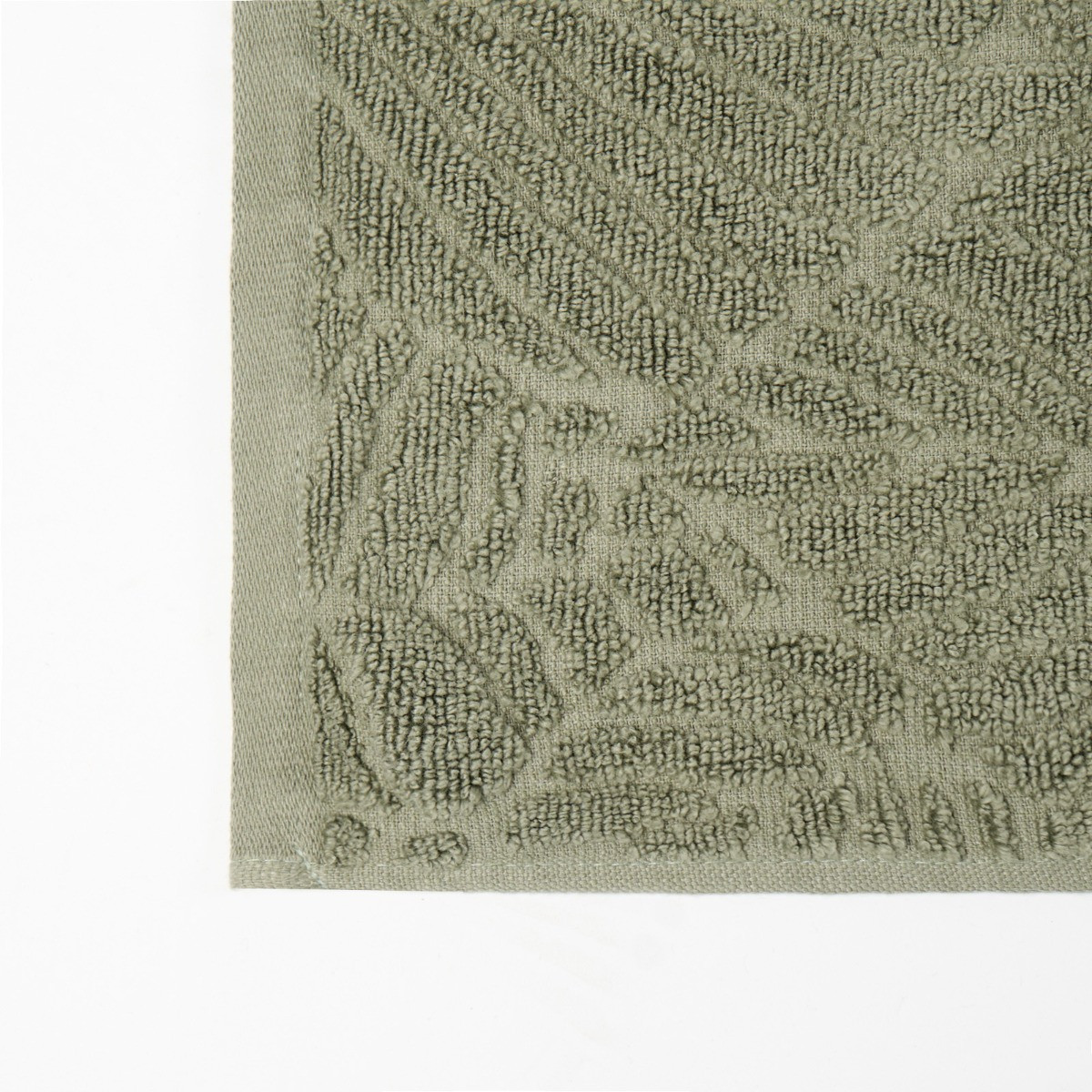 OHS Jacquard Texture Leaf Towel, Sage Green - Hand Towel>