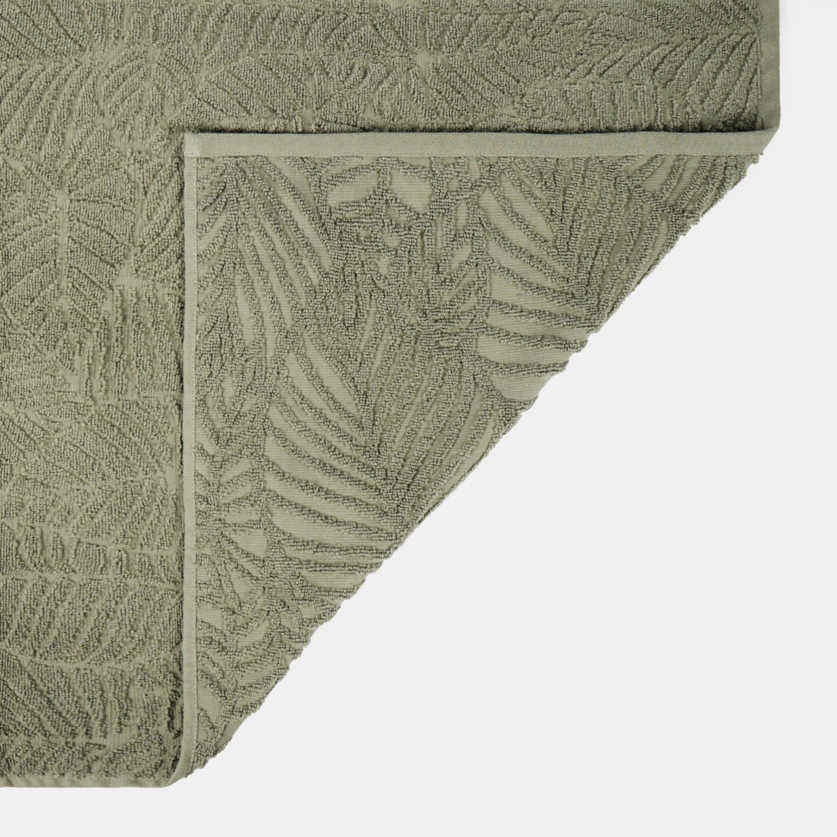 OHS Jacquard Texture Leaf Towel, Sage Green - Hand Towel>