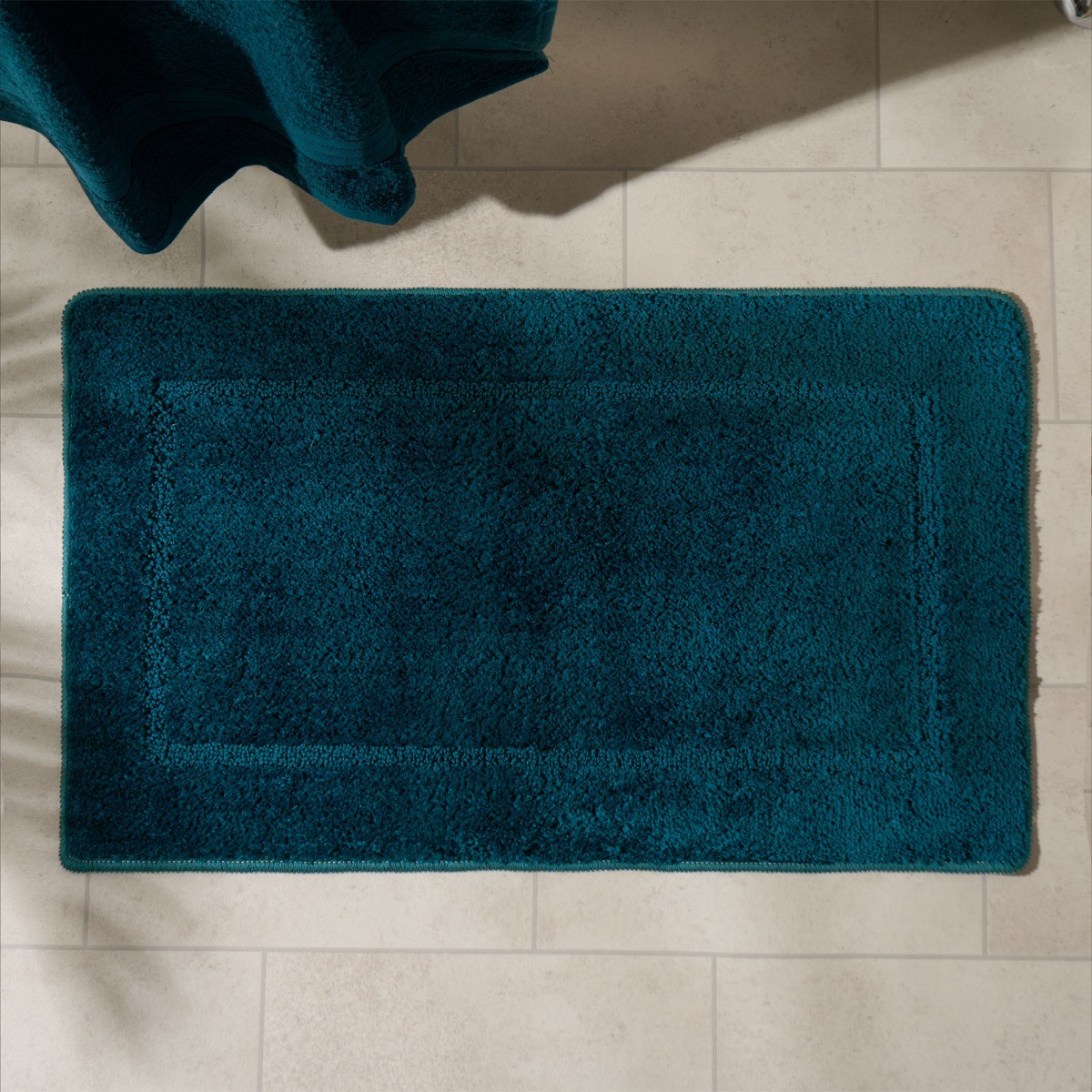 OHS Border Tufted Bath Mat - Dark Teal>