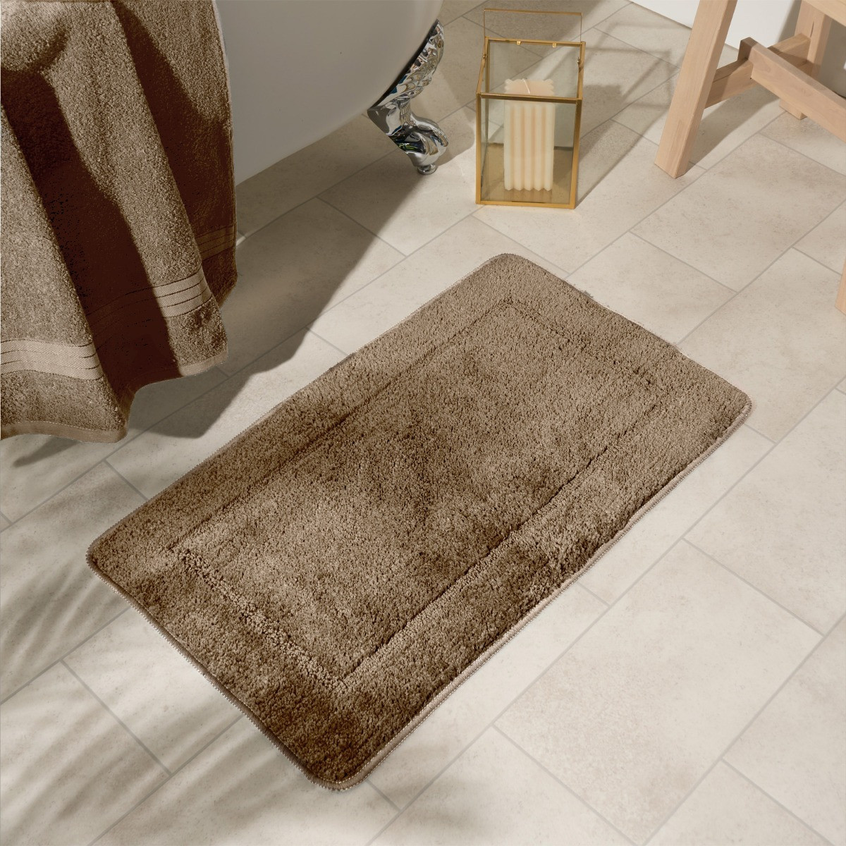 OHS Border Tufted Bath Mat - Mocha>