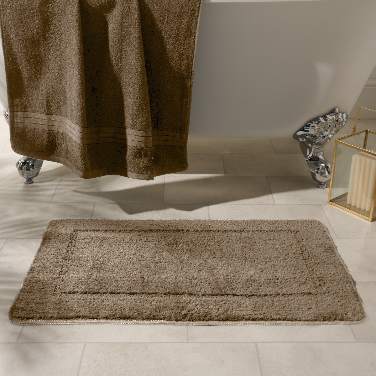 OHS Border Tufted Bath Mat - Mocha>