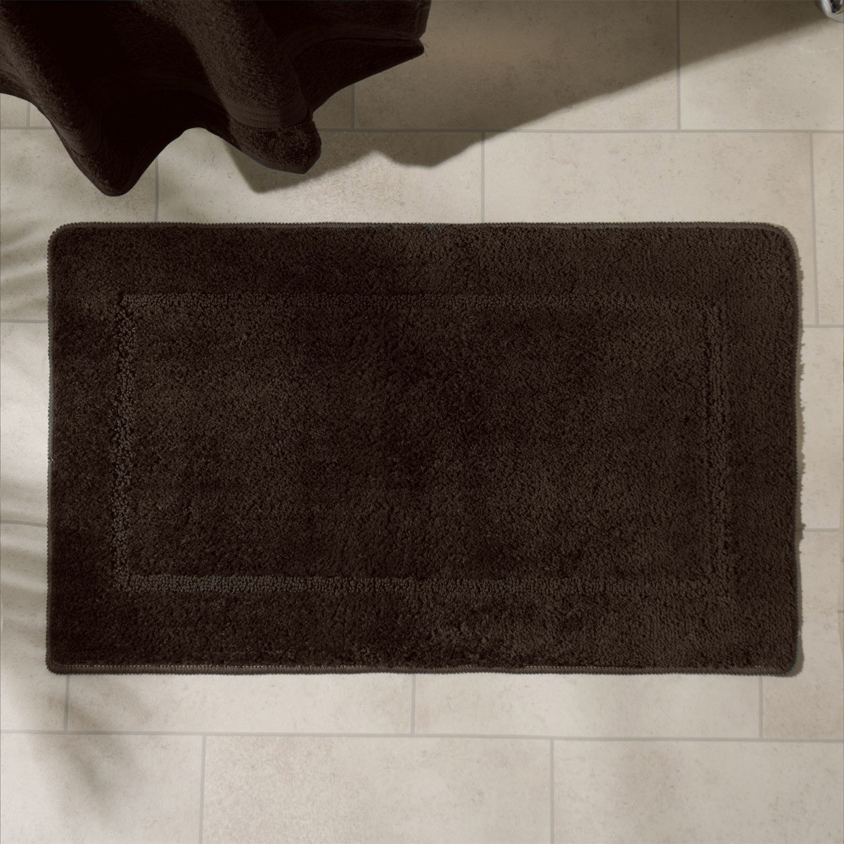 OHS Border Tufted Bath Mat - Chocolate>