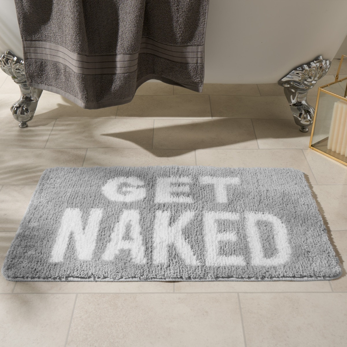 OHS Get Naked Tufted Bath Mat - Grey>