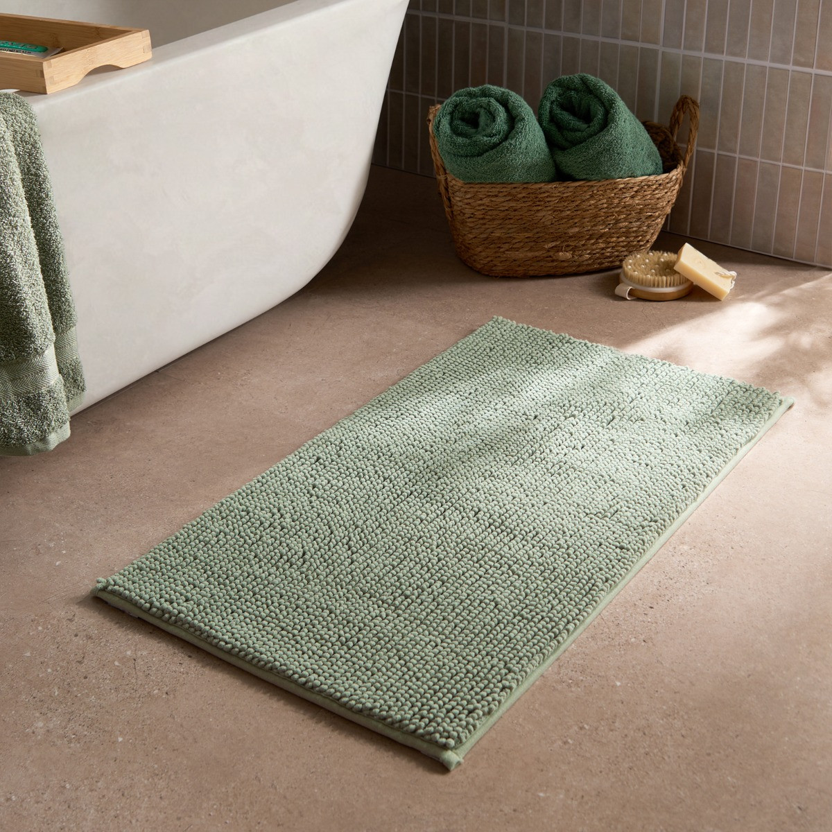 Brentfords Noodle Bath Mat - Sage Green>