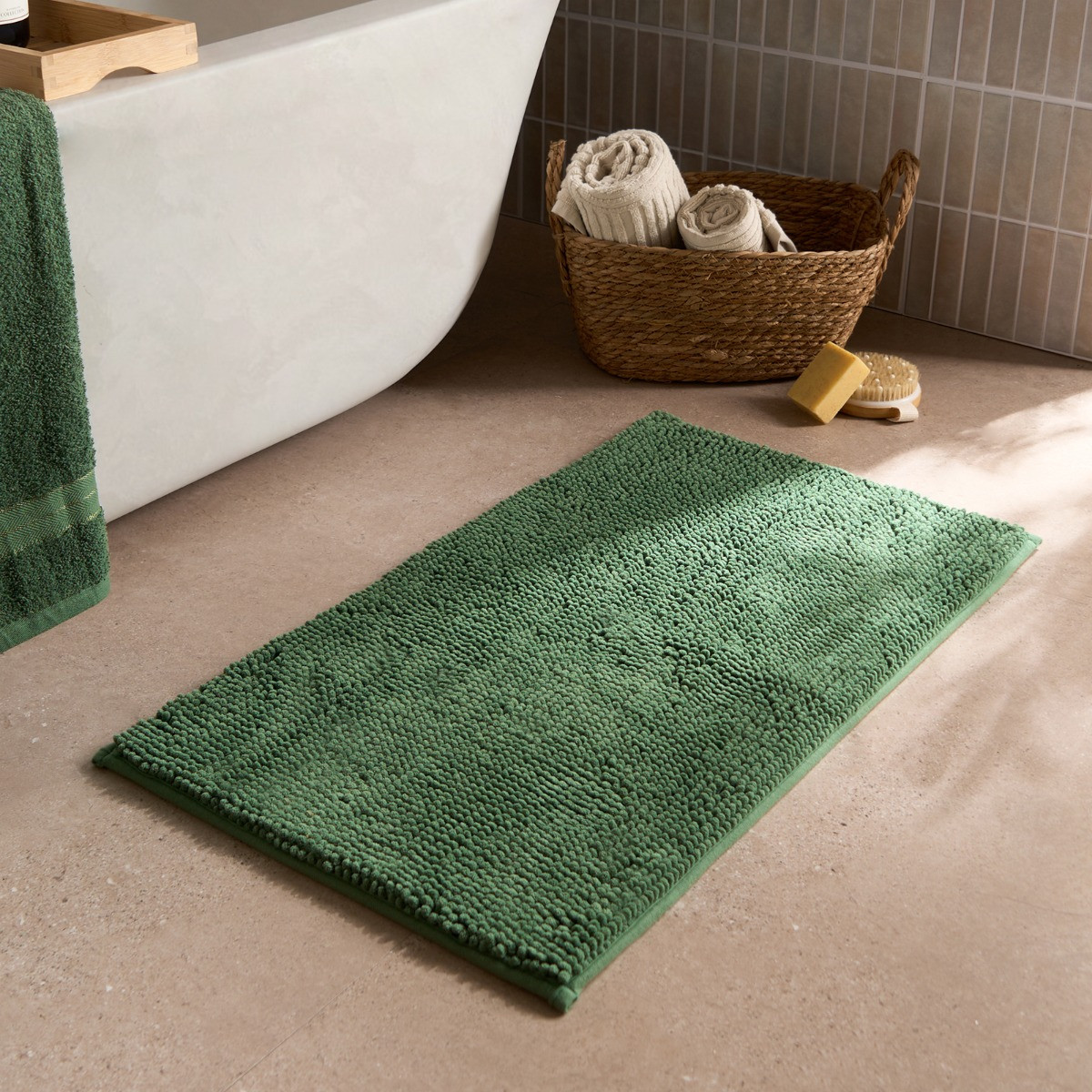 Brentfords Noodle Bath Mat - Olive Green>