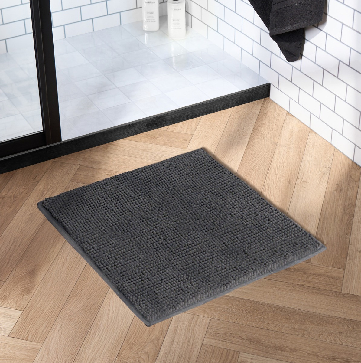 Brentfords Square Noodle Bath Mat - Charcoal>
