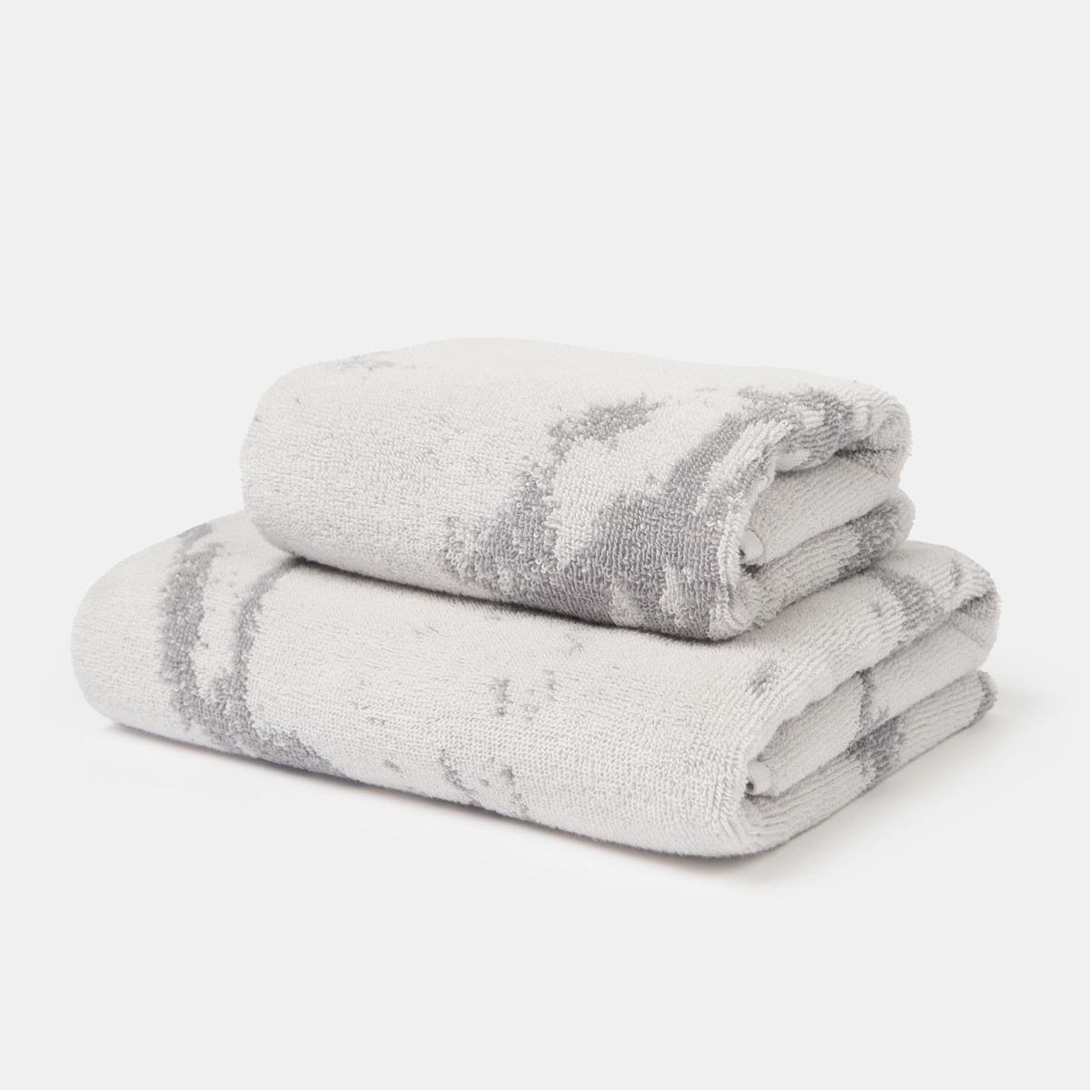 OHS 100% Cotton Jacquard Marble Towel - Grey>