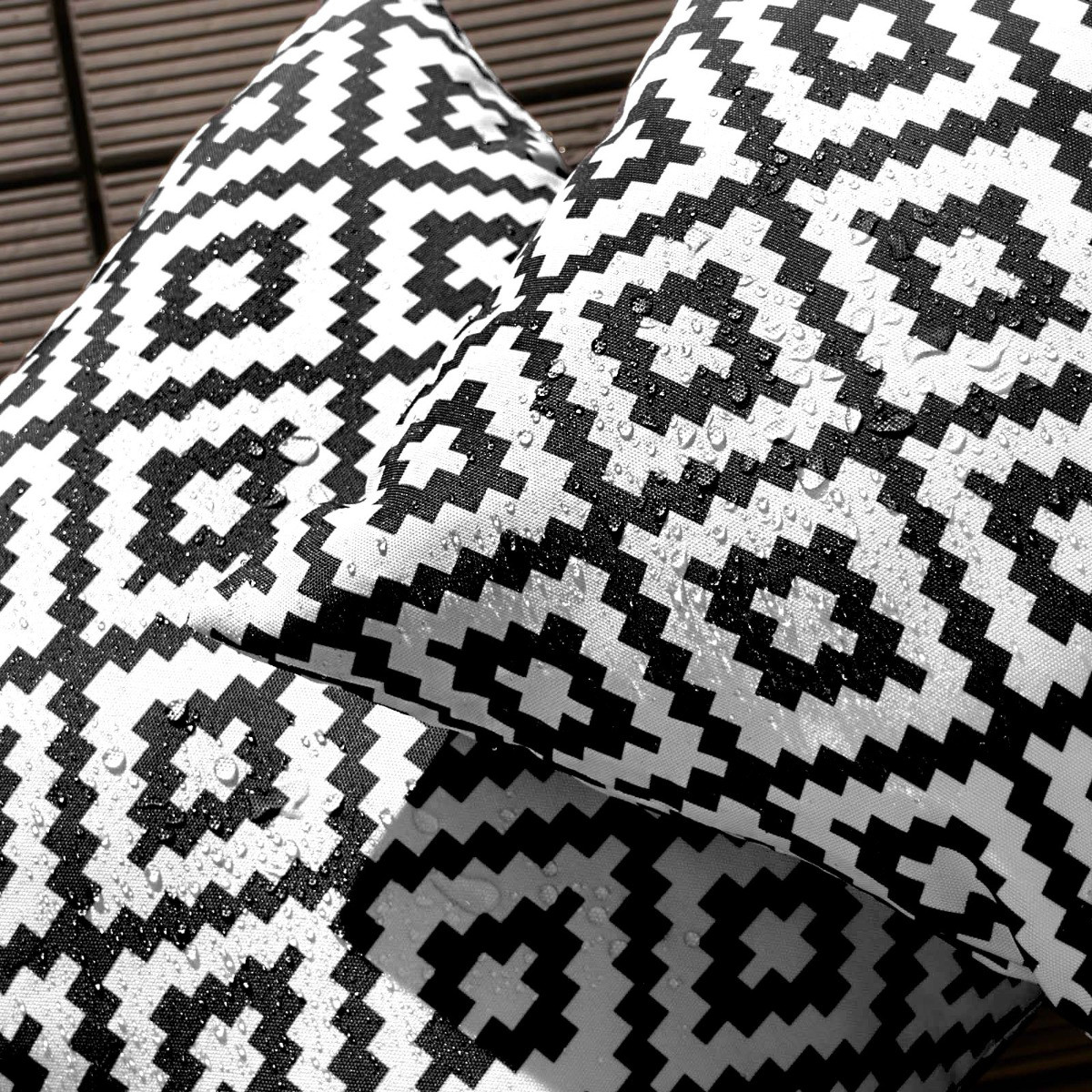 Brentfords 2 Pack Geo Print Water Resistant Outdoor Cushion Covers, Black/White - 45 x 45 cm>