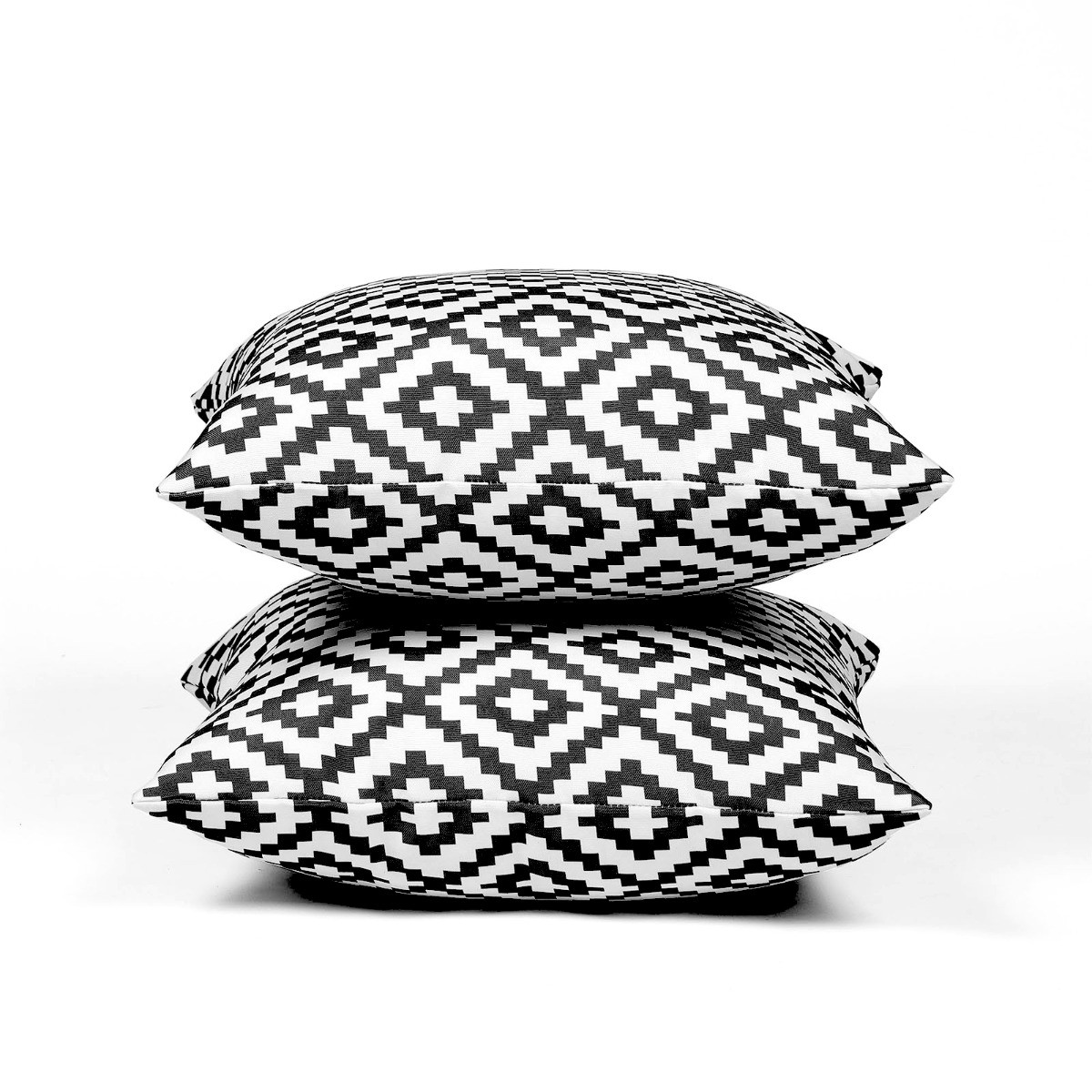 Brentfords 2 Pack Geo Print Water Resistant Outdoor Cushion Covers, Black/White - 45 x 45 cm>