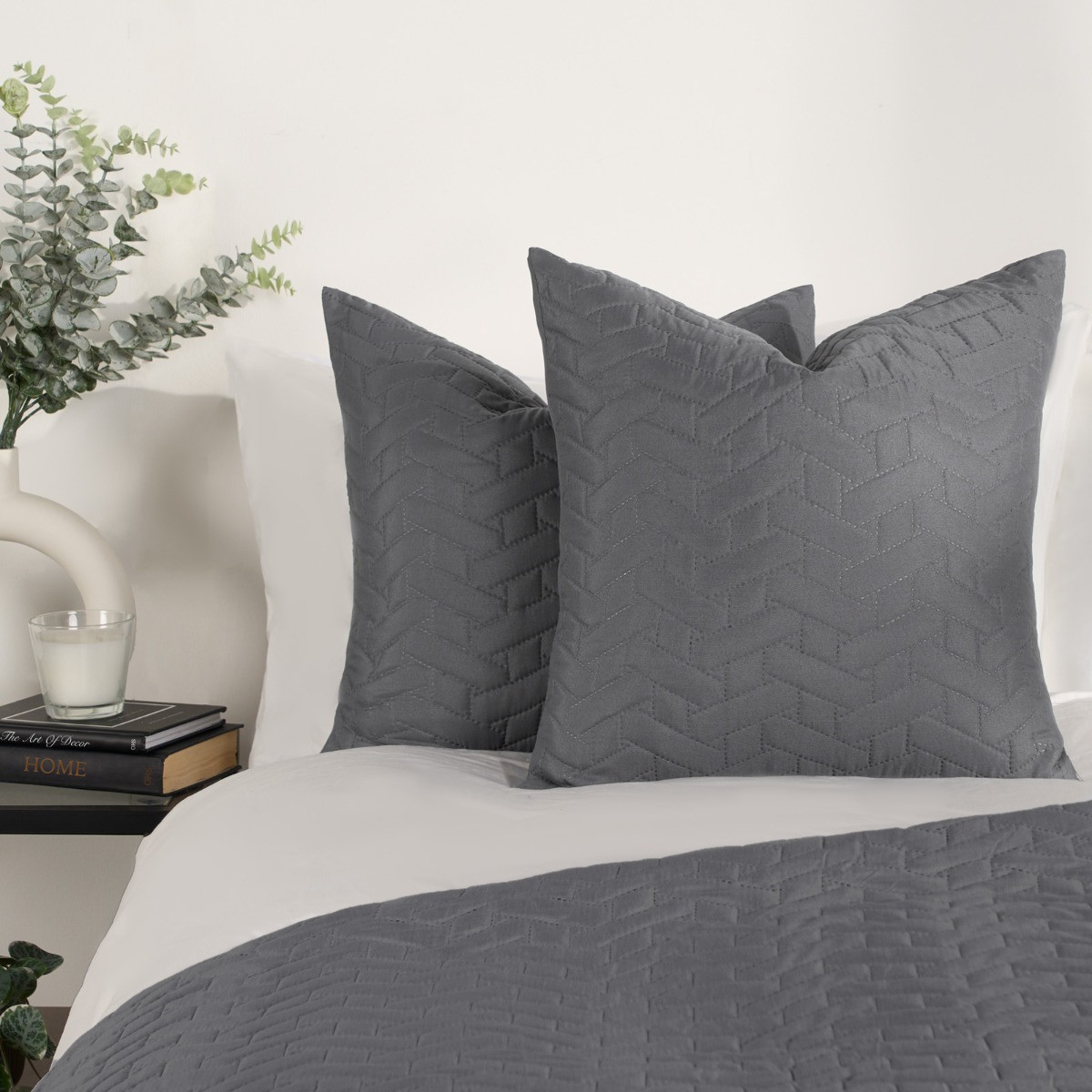 Brentfords Pinsonic Cushion Covers - Charcoal>