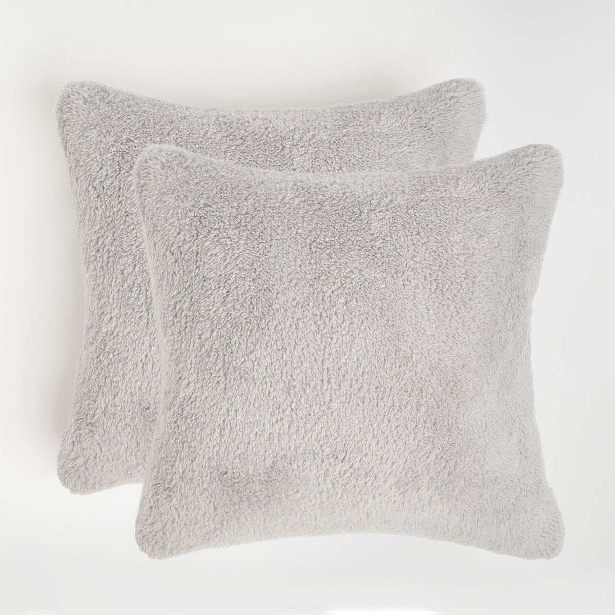 Brentfords 2 Pack Teddy Cushion Covers - Silver>