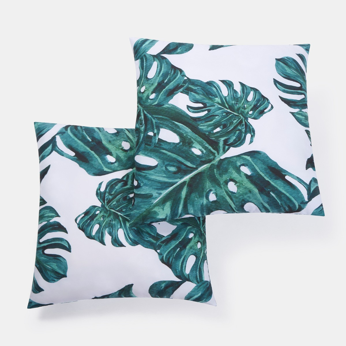 OHS Indoor/Outdoor Tropical Print Cushion Covers - Green/White>