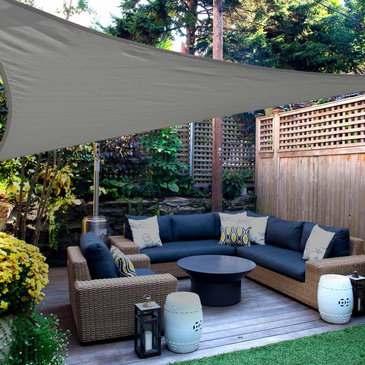 Brentfords Triangle Sunshade, Grey - 2 x 2 x 2m>