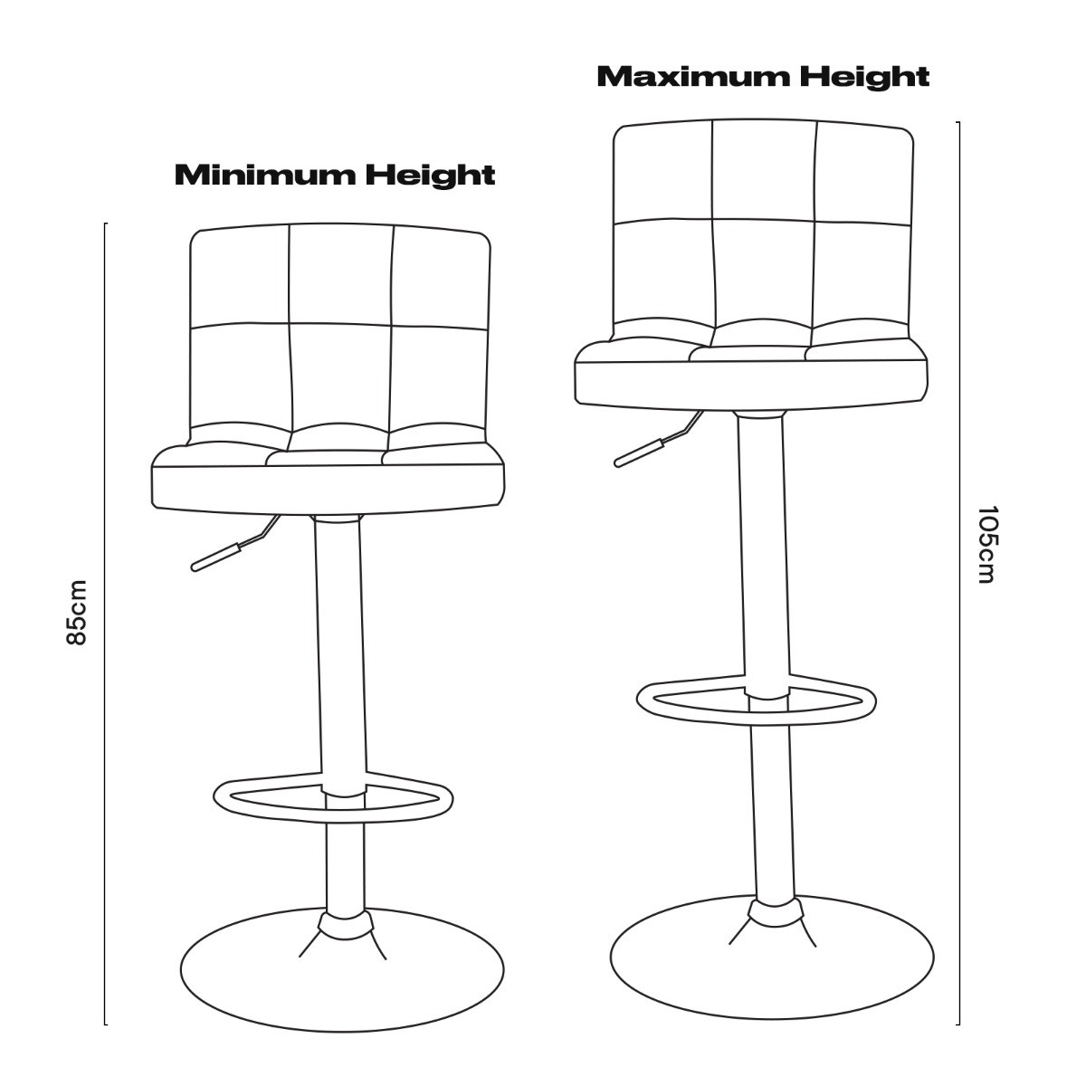 OHS Set of 2 Adjustable Velvet Bar Stools - Stone>