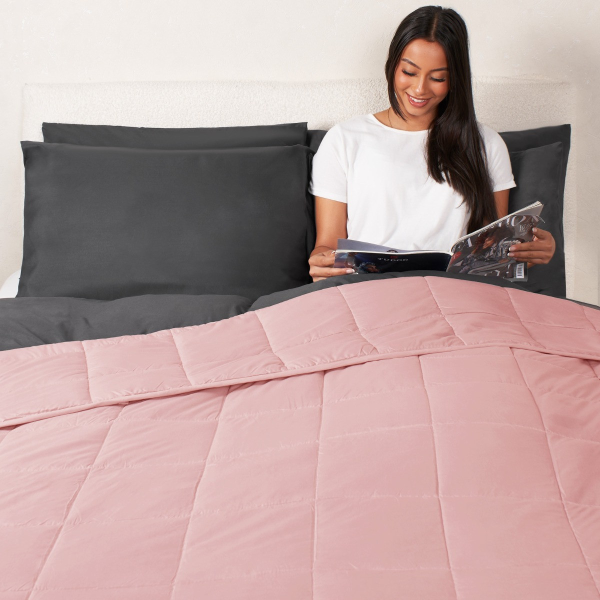 Brentfords Weighted Blanket Quilted Blush Pink 125 x 180 cm 6kg