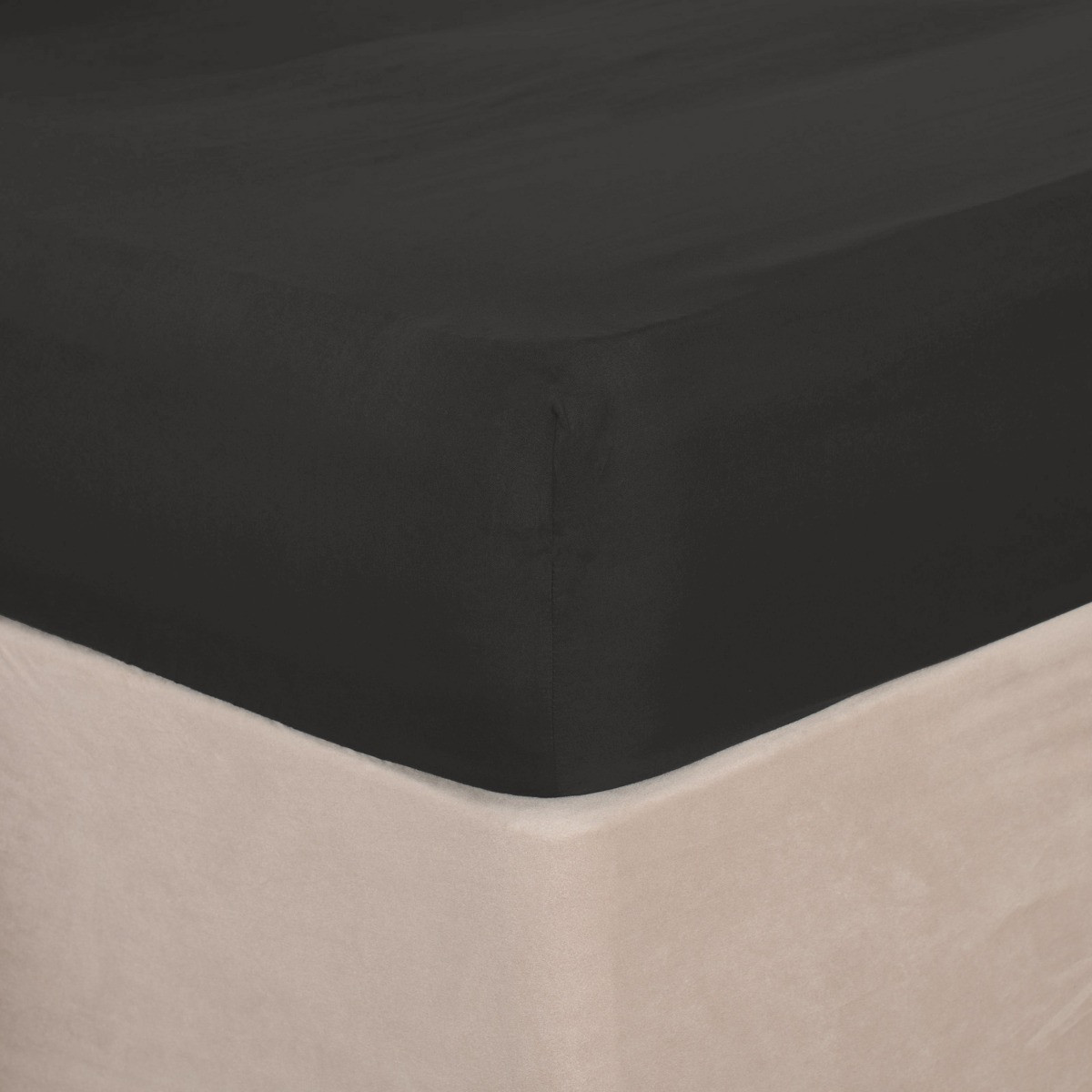 Brentfords Plain Dyed Fitted Sheet, Superking - Charcoal>
