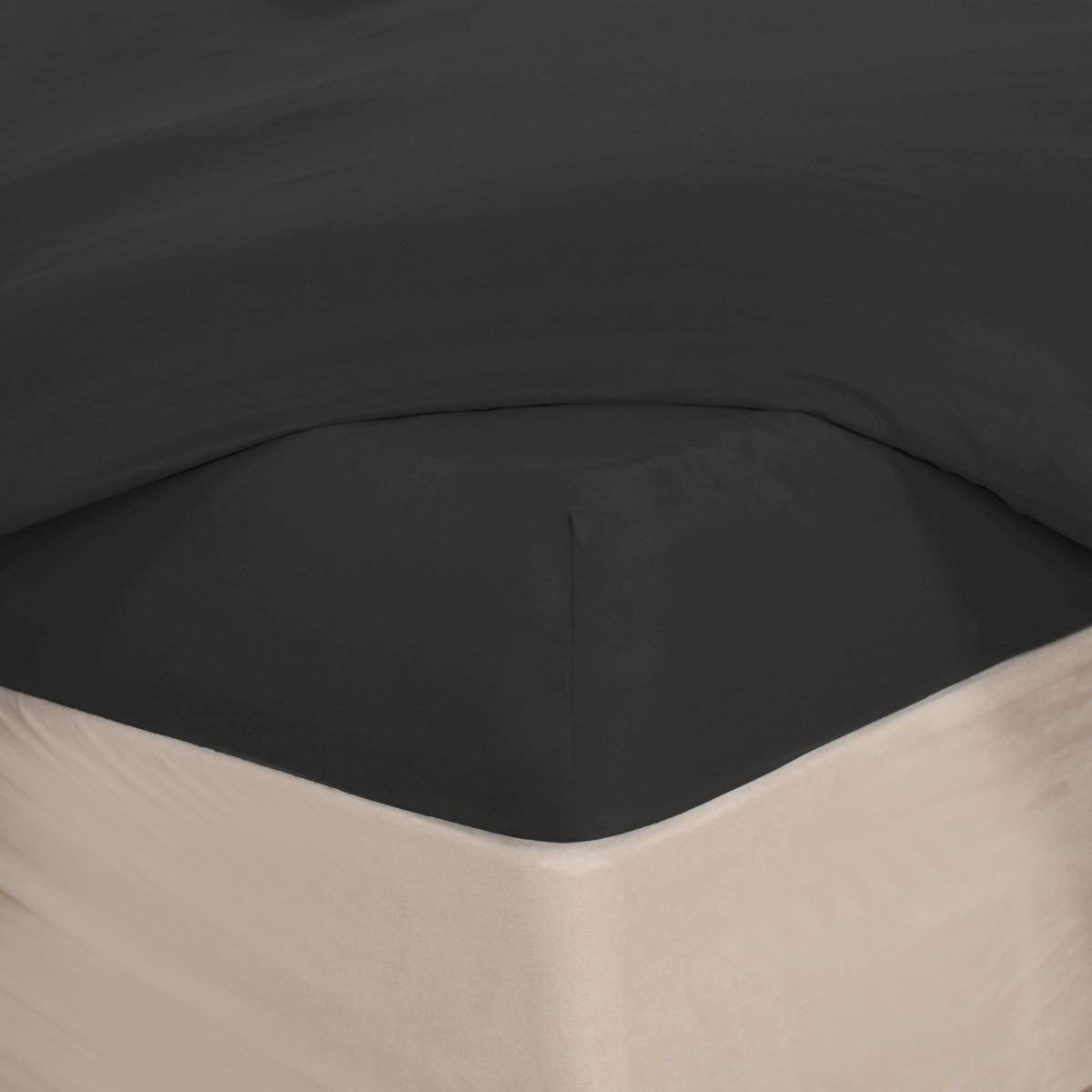 Brentfords Plain Dyed Fitted Sheet, Superking - Charcoal>