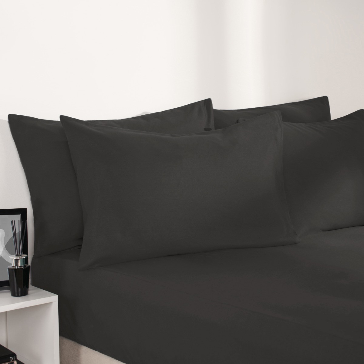 Brentfords Plain Dyed Fitted Sheet, Superking - Charcoal>