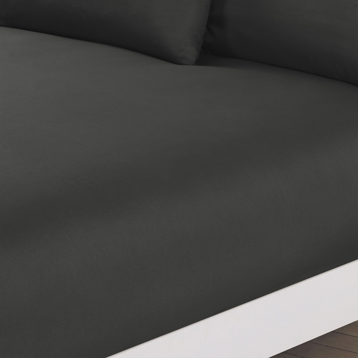 Brentfords Plain Dyed Fitted Sheet, Superking - Charcoal>