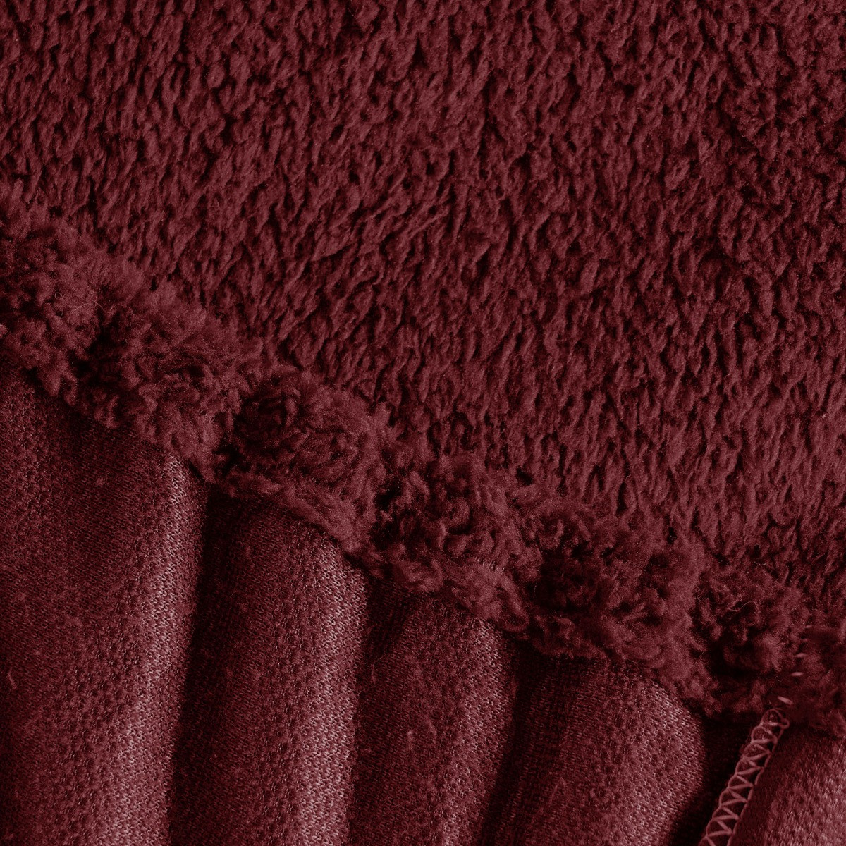 Brentfords Teddy Fleece Fitted Sheet, Burgundy - Double>