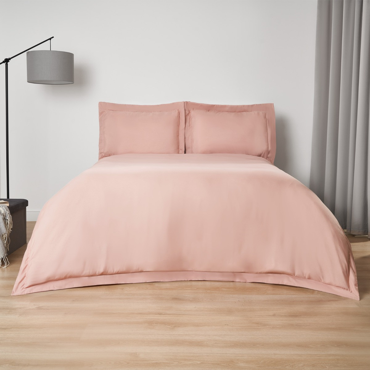 Brentfords Oxford Edge Plain Duvet Set, Blush - King