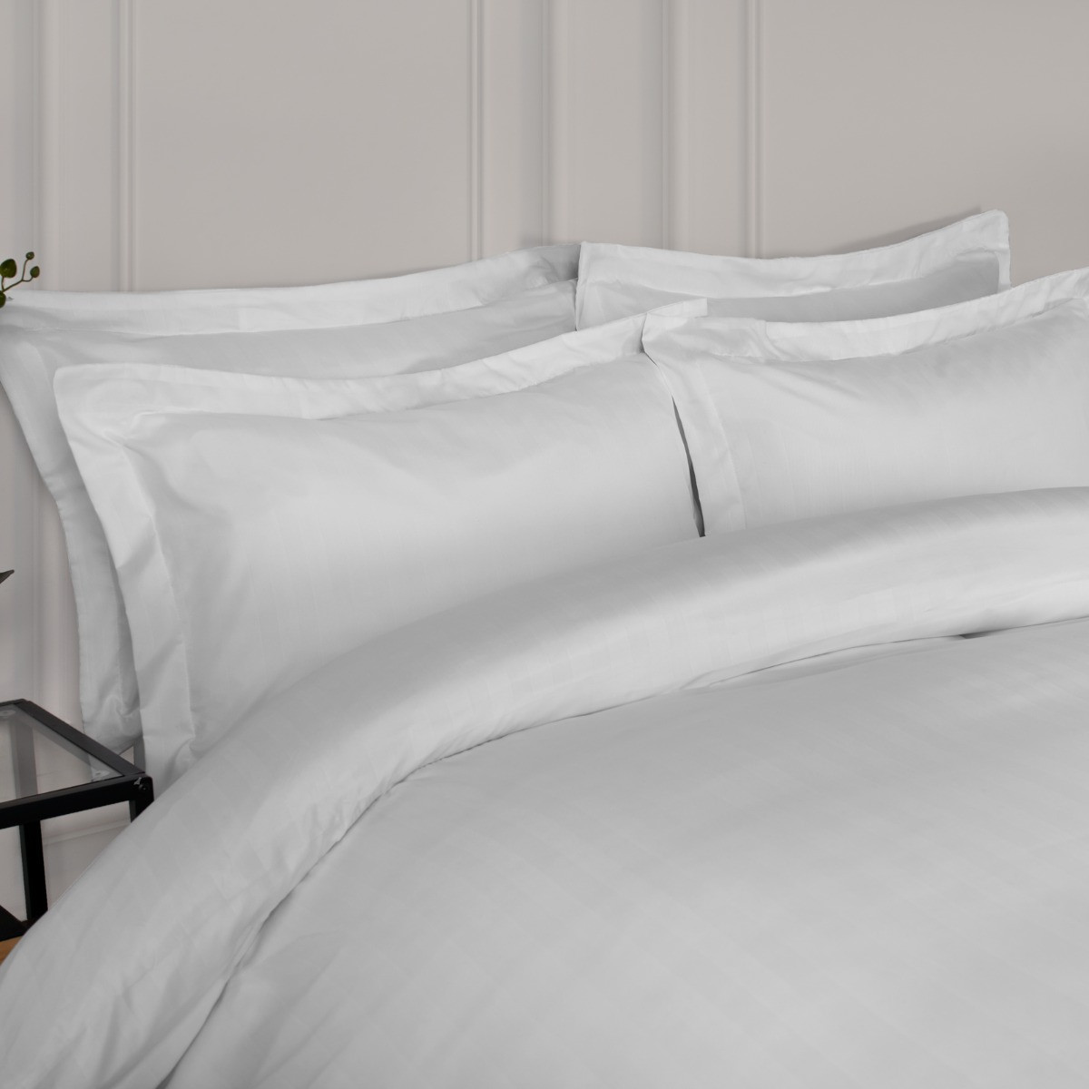 Brentfords 2 Pack Satin Stripe Oxford Pillowcases - White>