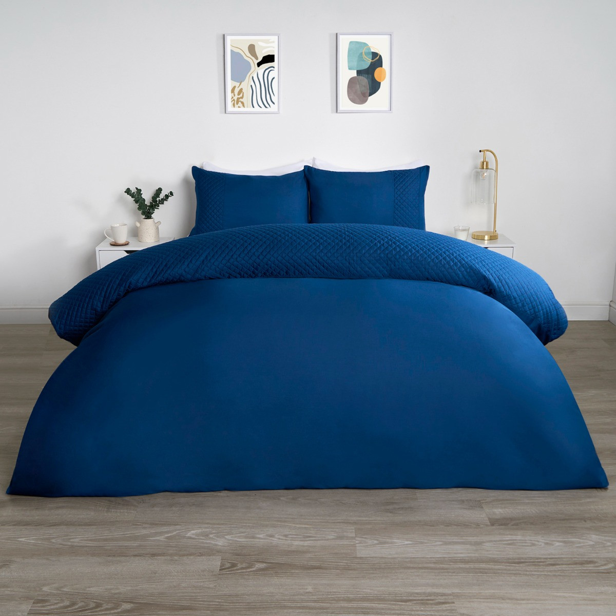 OHS Pinsonic Grid Panel Duvet Set - Navy>